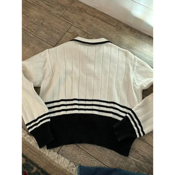 Vintage Liz Claiborne Striped Ribbed Knit Button-Up Sweater Petite P - Picture 9 of 9